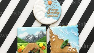 海や山が好きな方への誕生日祝い用アイシングクッキー