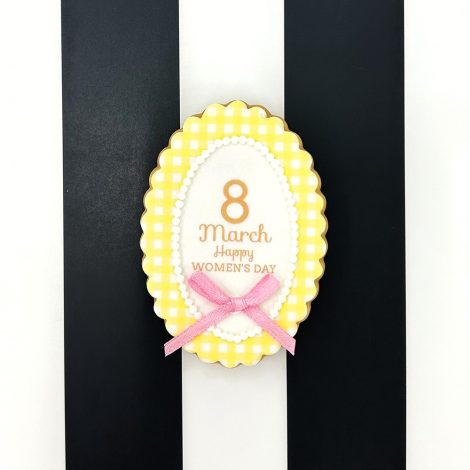 【3枚1セット】ミモザのプリントアイシングクッキー（なみなみ楕円）【送料無料（ネコポス）対象商品】2