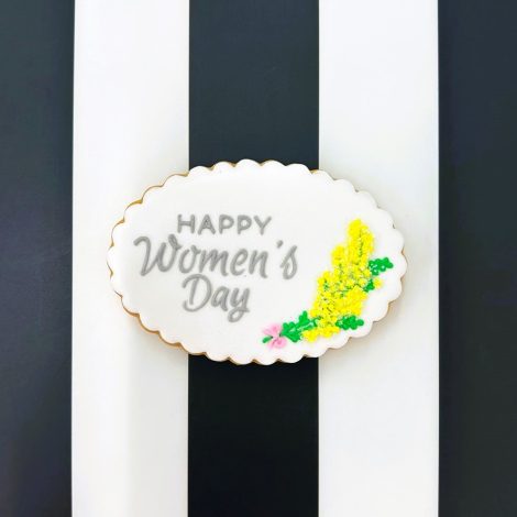 ミモザとメッセージのアイシングクッキー 約5cm×7cm（なみなみ楕円）【1枚からオーダー可】1