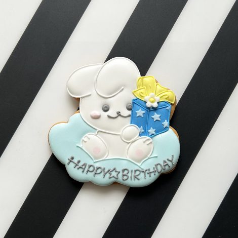 うさぎのお誕生日お祝いアイシングクッキー（2枚セット）2