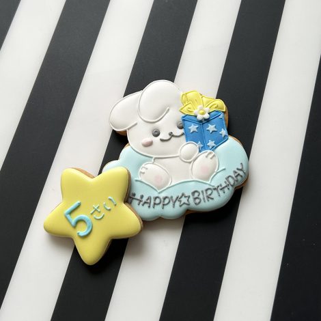 うさぎのお誕生日お祝いアイシングクッキー（2枚セット）3