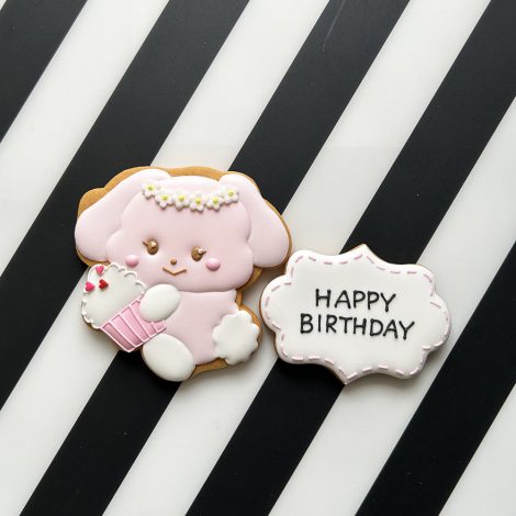 うさぎのお誕生日お祝いアイシングクッキー（2枚セット）4