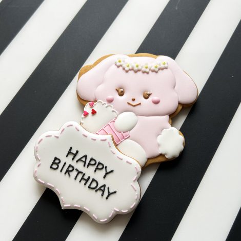 うさぎのお誕生日お祝いアイシングクッキー（2枚セット）6