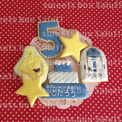 「STAR WARS」C-3POとR2-D2のお誕生日用アイシングクッキー