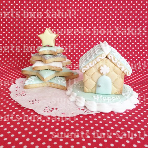 アイシングクッキーで作るクリスマスツリーとミニへクセンハウス1