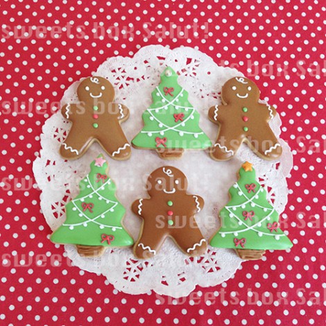 ジンジャーマンとクリスマスツリーのアイシングクッキーセット Sweets Box Salut