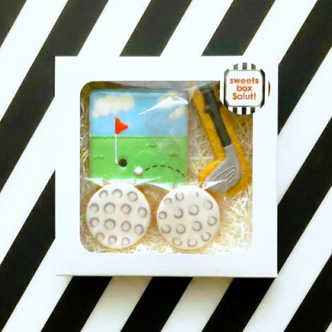 ゴルフ アイシングクッキー 4点セット 立体 景品 誕生日 お祝い 個包装 ギフトボックス可4