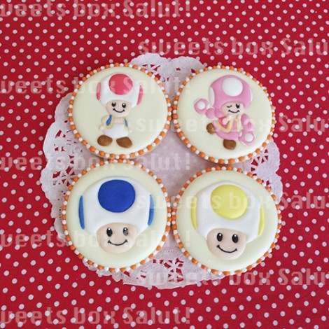 「マリオシリーズ」キノピオのお誕生日用アイシングクッキー1