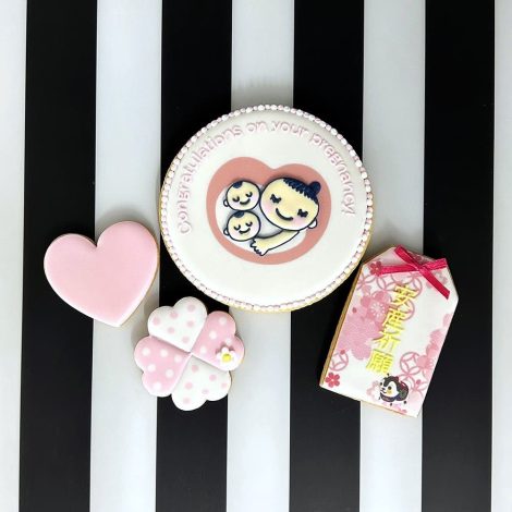 ふたごver.が登場！妊娠報告 マタニティーマークのアイシングクッキーセット《厚生労働省認可済み》