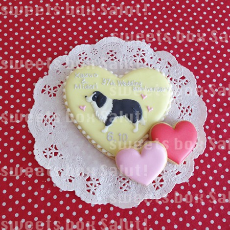愛犬モチーフ結婚記念のアイシングクッキー